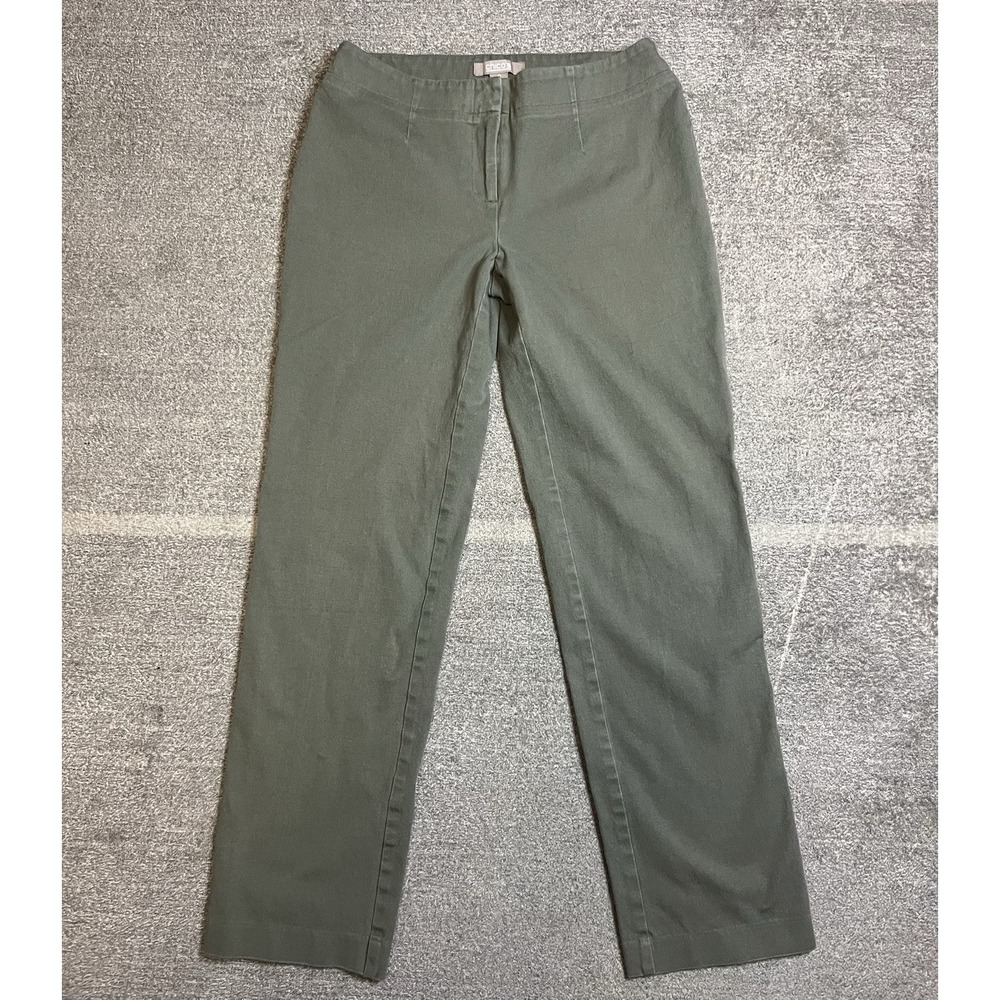 Chico Women's Dress Pants Size 0 Army Green EUC Preppy Business Casual E1-81
